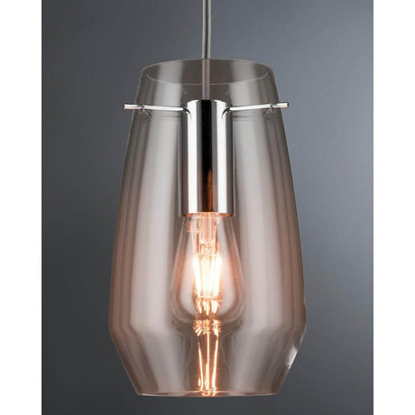 URail 2Easy Schirm Vento Klar max. 50W - eleganter Glas-Pendelleuchte für blendfreies Licht im Essbereich.