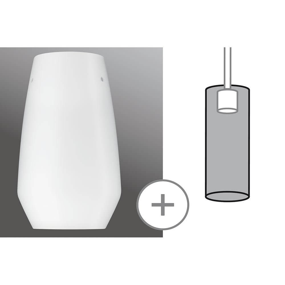 URail 2Easy Schirm Vento Opal max. 50W - eleganter Glasschirm für blendfreies Licht im Essbereich.