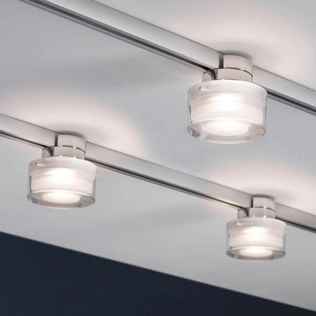 URail Ceiling Topa Dot 1x5,2W Chrome Transparent Satiné 230V - luminaire de plafond moderne avec un éclairage homogène