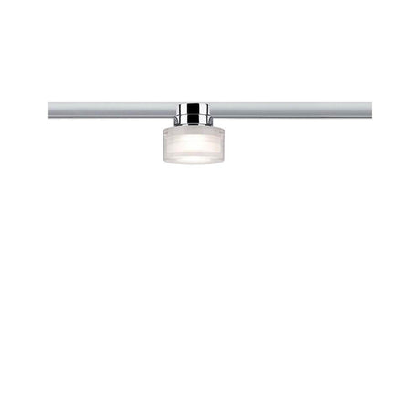 URail Ceiling Topa Dot 1x5,2W Chrome Transparent Satiné 230V monté au plafond avec un éclairage homogène de la pièce.