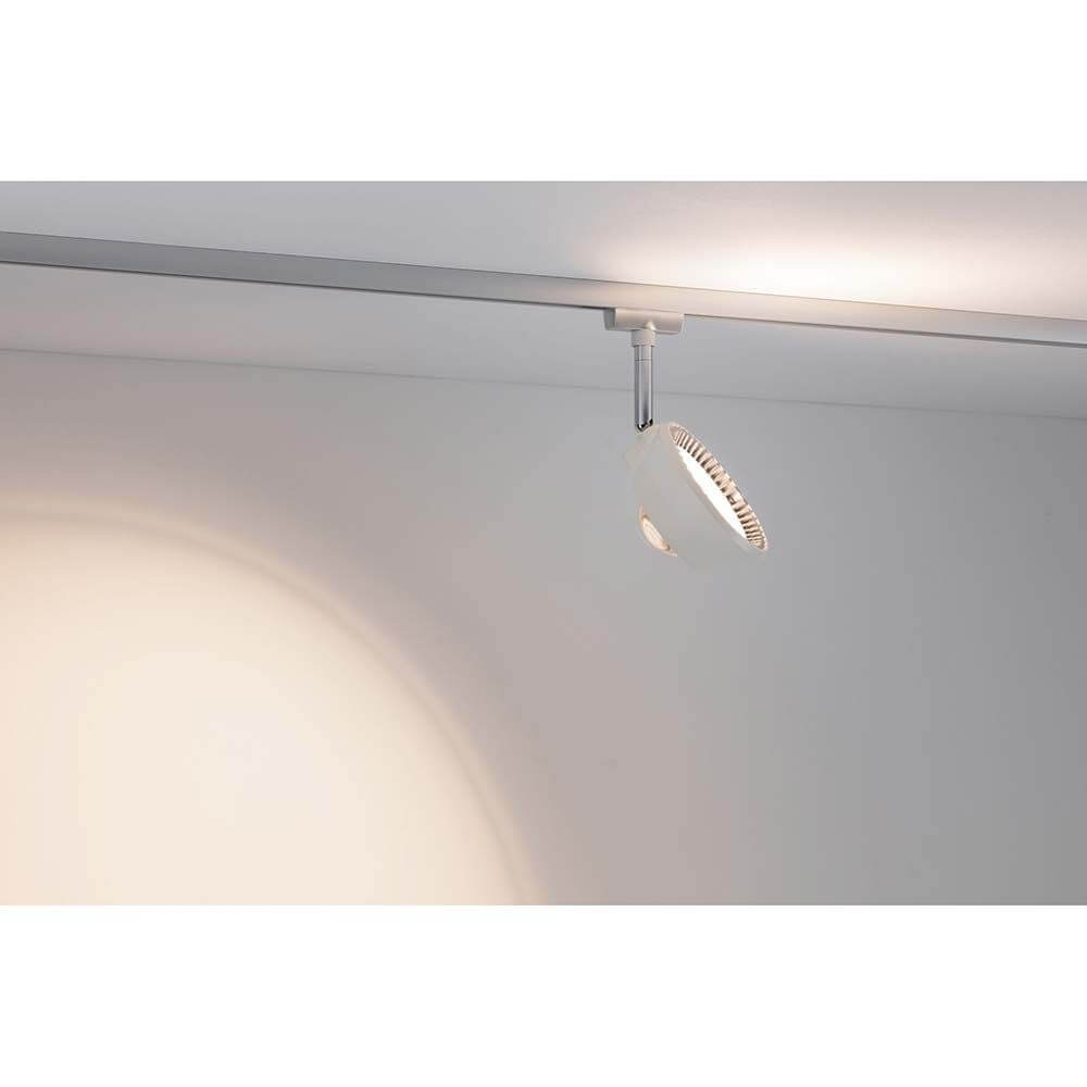 URail LED Spot Sabik 13W Dimmbar Weiß an einer Decke montiert, spendet direktes und indirektes Licht.