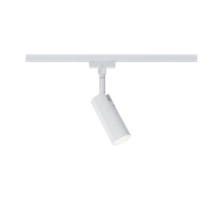 URail LED Spot Tubo Weiß auf einem Deckenstrahlsystem, elegantes Design für gezielte Raumbeleuchtung.