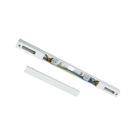 URail center feed max. 1000W white: electrical feed in white for efficient lighting solutions.