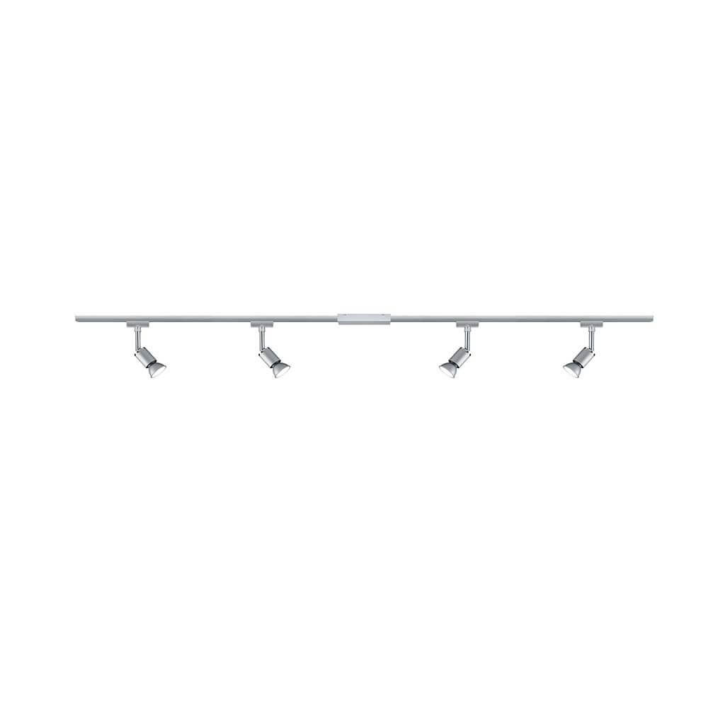 URail Schienensystem-Set Pure II 4-flammig Chrom mit 4 Spots und Schiene, ideal für flexible Beleuchtung.