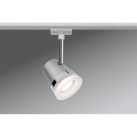 URail Spot Cone Chrome GU10 mounted on a 230V ceiling, targeted lighting for rooms and decoration.