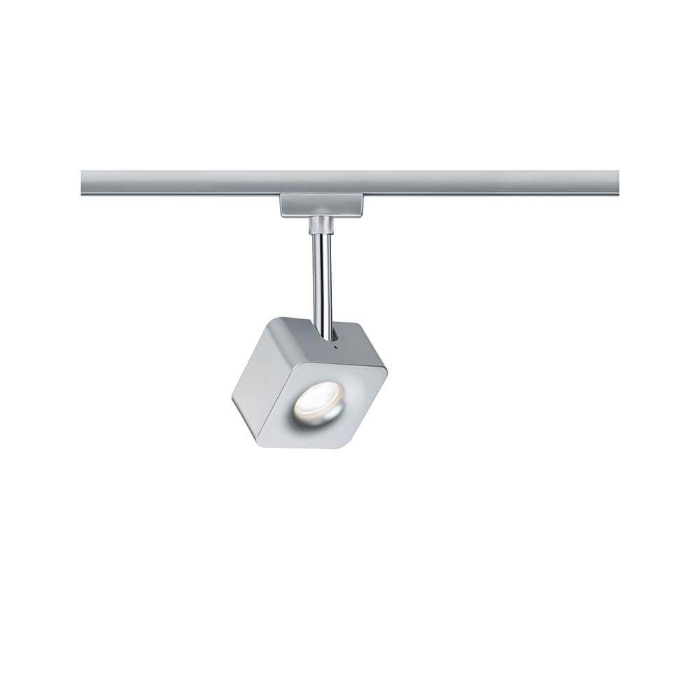 URail Spot Cube 1x8W dimm2warm in Chrom-Matt, ideal für Wandbeleuchtung und dimmbare Lichtqualität.