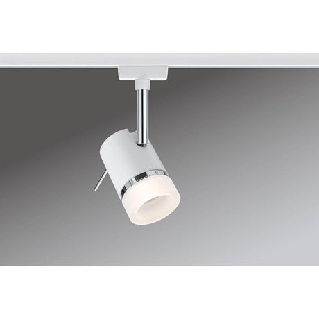 URail Spot Pipe White Chrome GU10, swiveling ceiling spotlight for targeted room lighting.