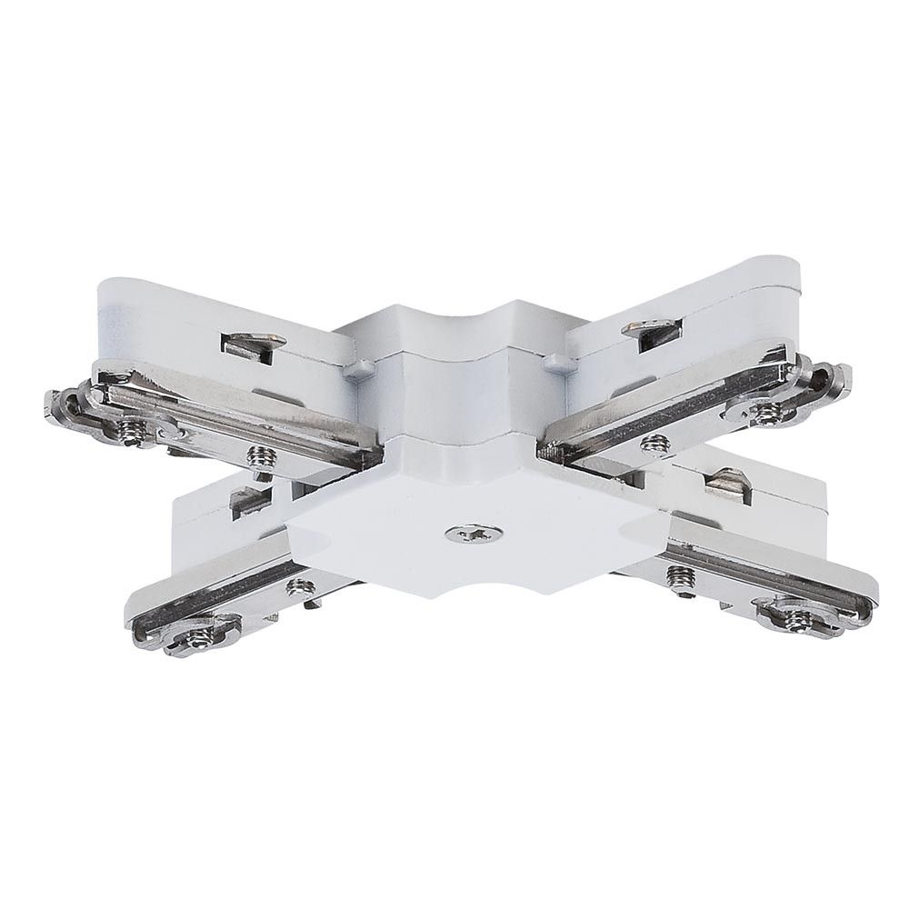 URail System Light&Easy X-Verbinder max. 1000W Weiß für flexible X-Installationen im 230 Volt URail Schienensystem.