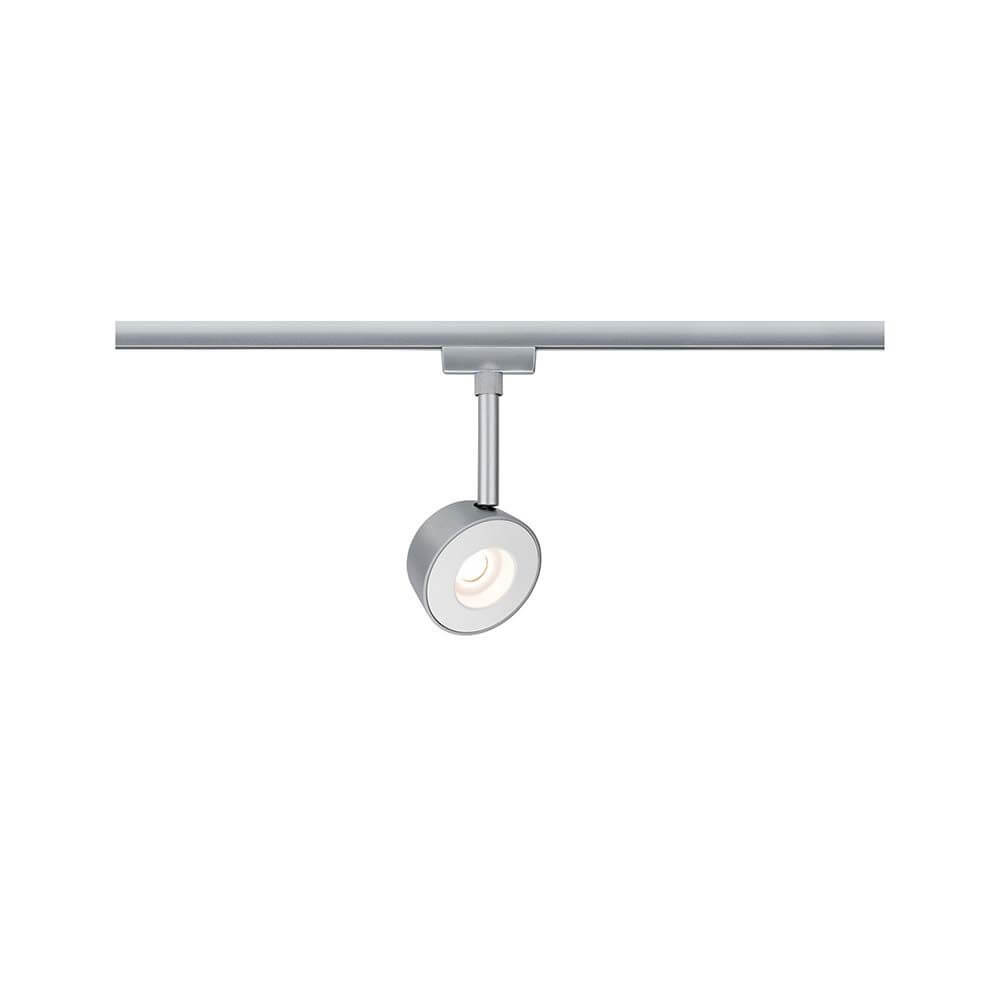 URail Systems Spot Pellet 1x4W Weiß Dimmbar an einer Schiene mit blendarmem Design.