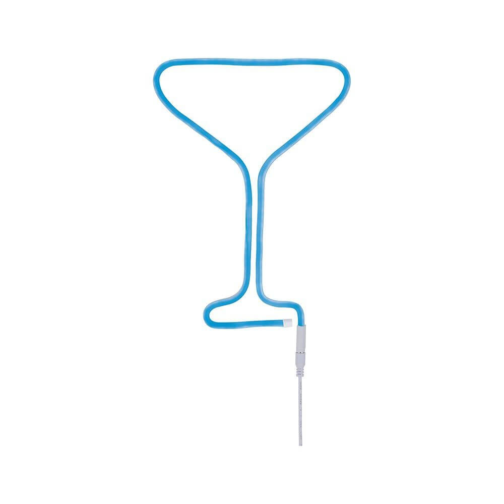 USB-LED Strip Neon Colorflex Blau 1m in Form eines Cocktails, biegbar und flexibel für dekoratives Licht.