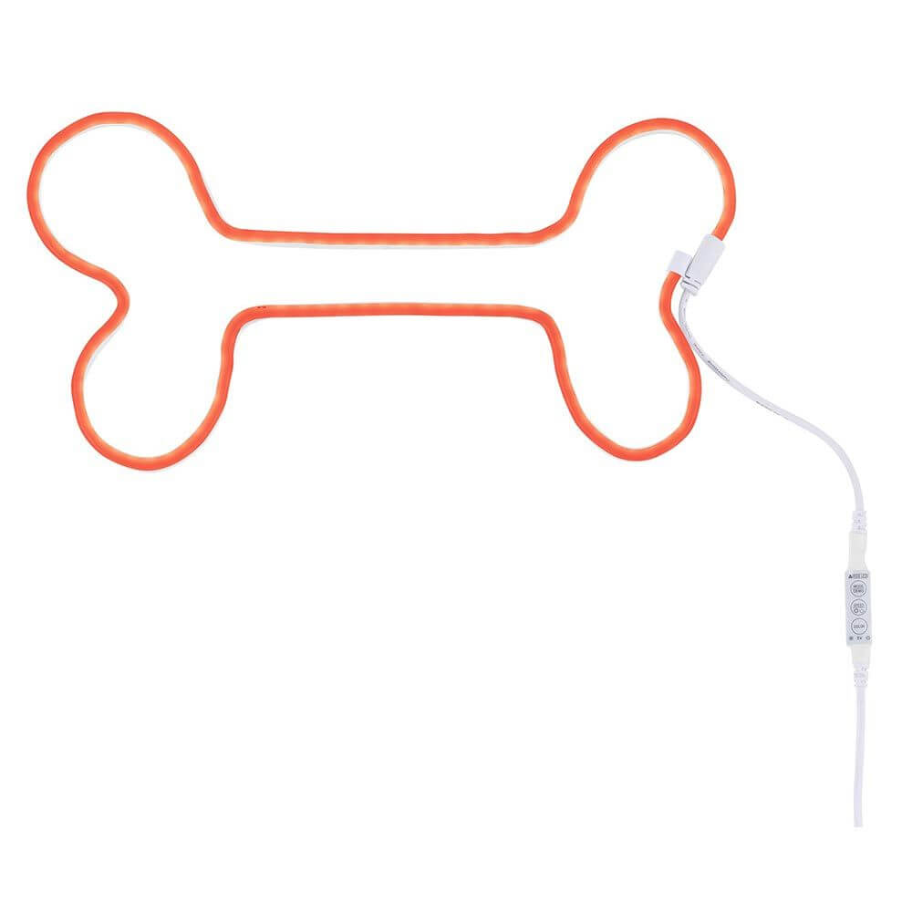 USB-LED Strip Neon Colorflex RGB 1m in Knochenform, orange leuchtend, flexibles Design.