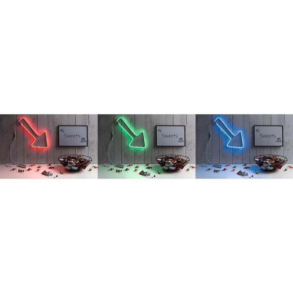USB-LED Strip Neon Colorflex RGB 1m in rot, grün und blau als kreative Beleuchtung für Süßigkeiten.