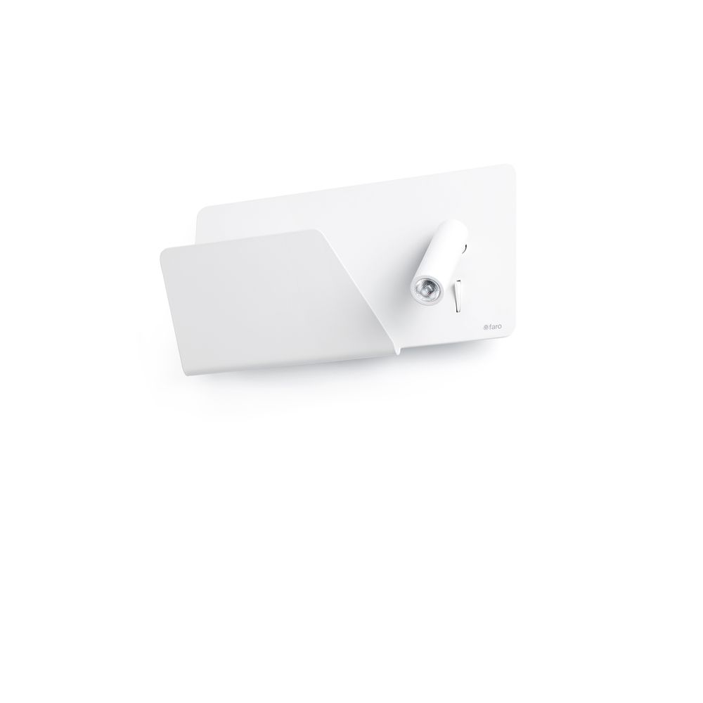 USB Wandleuchte SUAU mit linken LED-Lesespot Weiß, moderne Wandlampe mit Leselicht in Weiß.