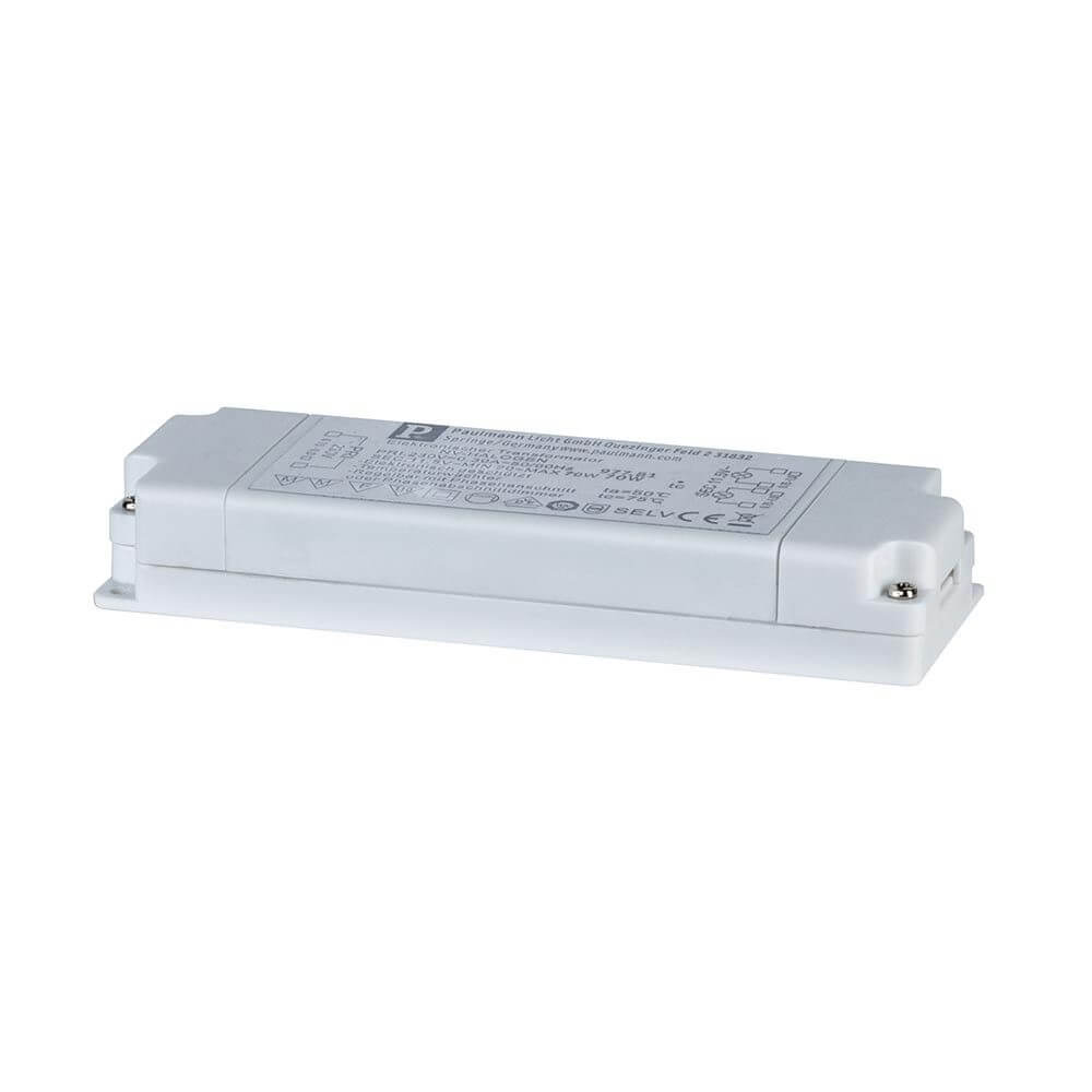 VDE Flat Elektroniktrafo 20-70W 12V 70VA Weiß, flacher Transformator mit 22mm Höhe für abgehängte Decken.
