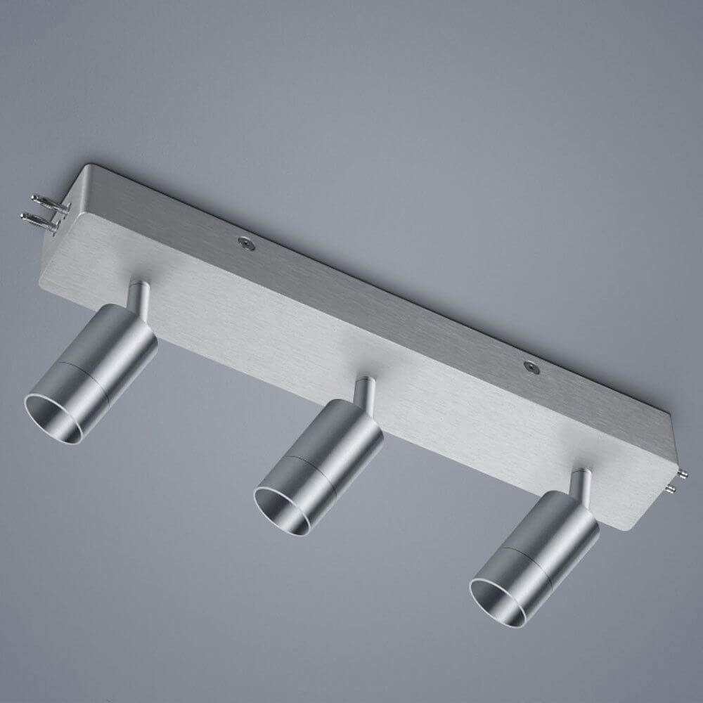 VIGO System 3er Strahlermodul und Mittelgehäuse Alu-matt mit drei LED-Strahlern für modernes Lichtdesign.