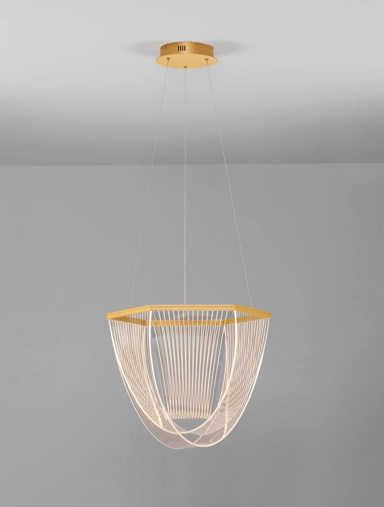 Valentin LED Pendelleuchte 3000K Gold mit modernem Design und dimmbarer LED-Beleuchtung.