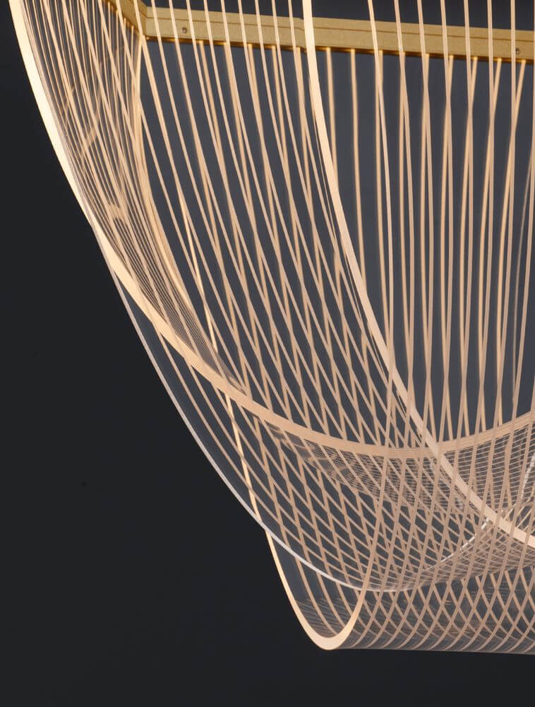 Detailansicht der Valentin LED Pendelleuchte 3000K Gold, elegante Linienführung und modernes Design.