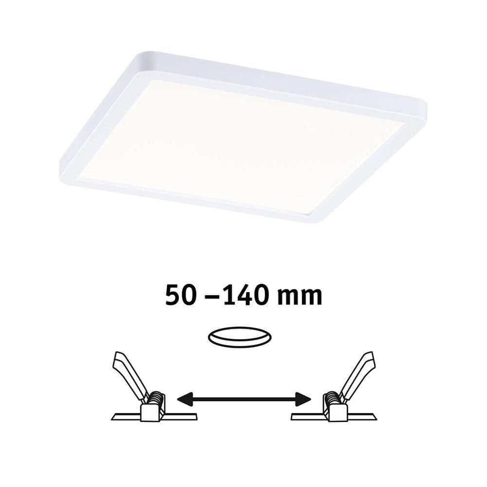 VariFit LED Areo Einbau Panel Deckenleuchte Eckig Weiß mit verstellbaren Klemmfedern 50-140 mm.