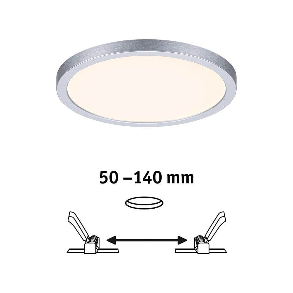 VariFit LED Einbaupanel Areo Rund Ø 17,5cm Chrom-Matt mit flexibler Anpassung 50-140 mm für den Einbau.