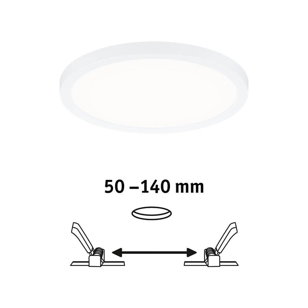 VariFit LED Einbaupanel Areo Rund Weiß Ø 17,5cm mit einstellbaren Klemmfedern von 50-140 mm.