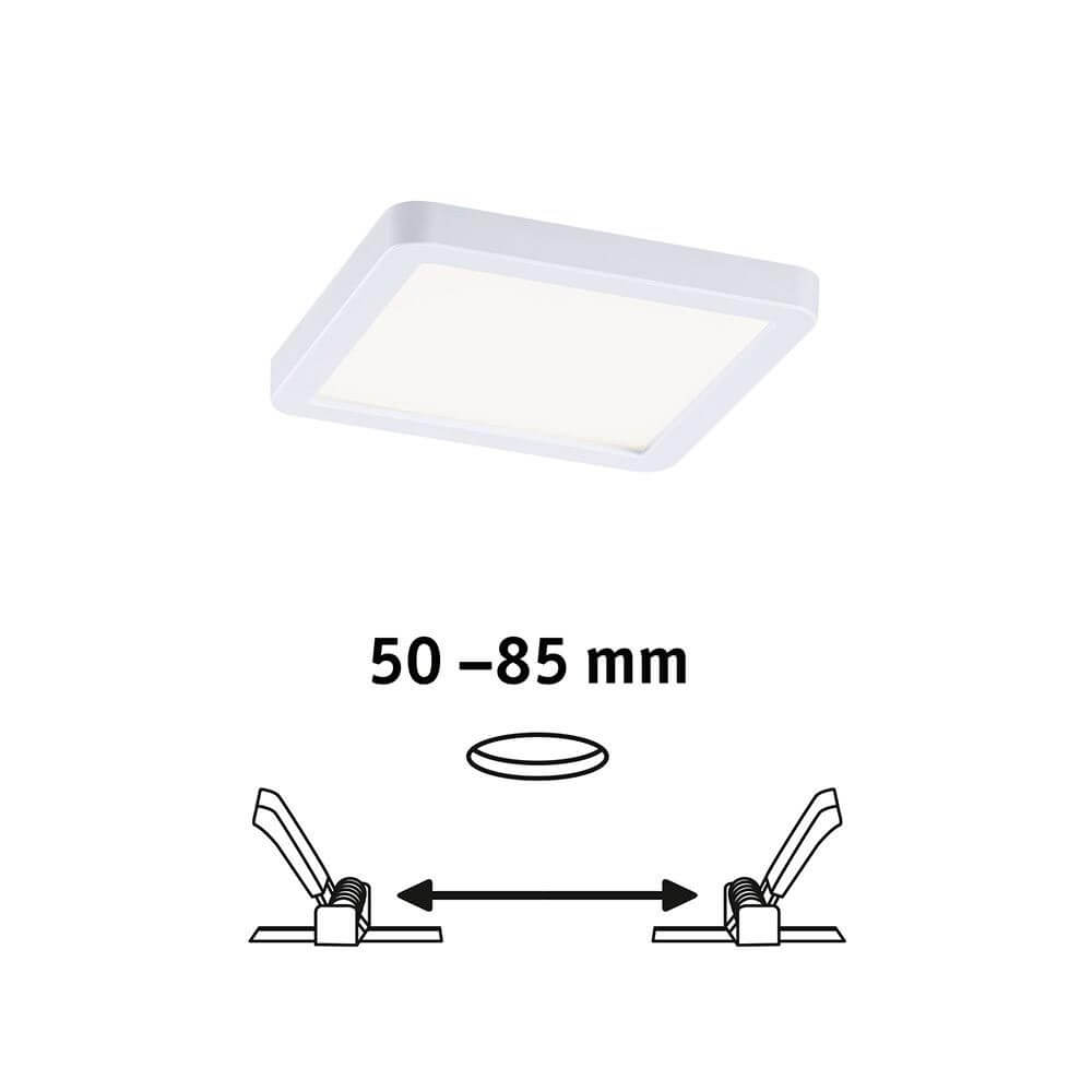 VariFit LED Einbaupanel Areo Weiß mit flexiblen Klemmfedern für 50-85 mm Einbau.