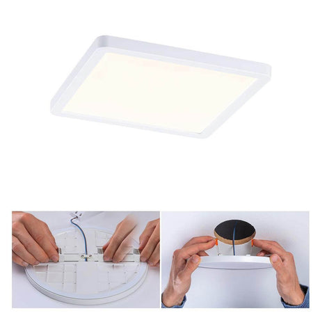 VariFit LED Einbaupanel Areo mit 3-Stufen-Dimmer Eckig Weiß in der Anwendung und Installation.