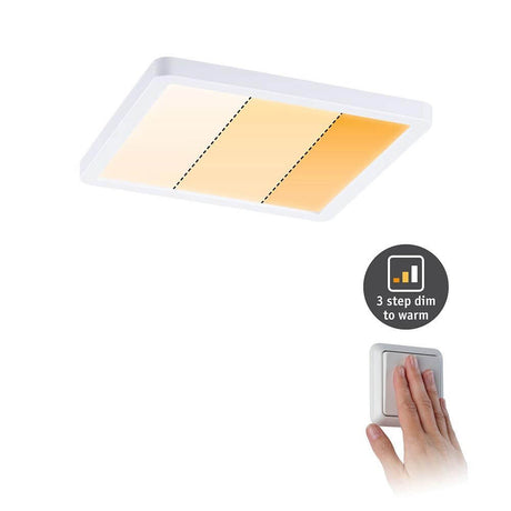 VariFit LED Einbaupanel Areo Dim-to-Warm CCT Weiß-Matt mit dimmbarem Licht und Fernbedienung.