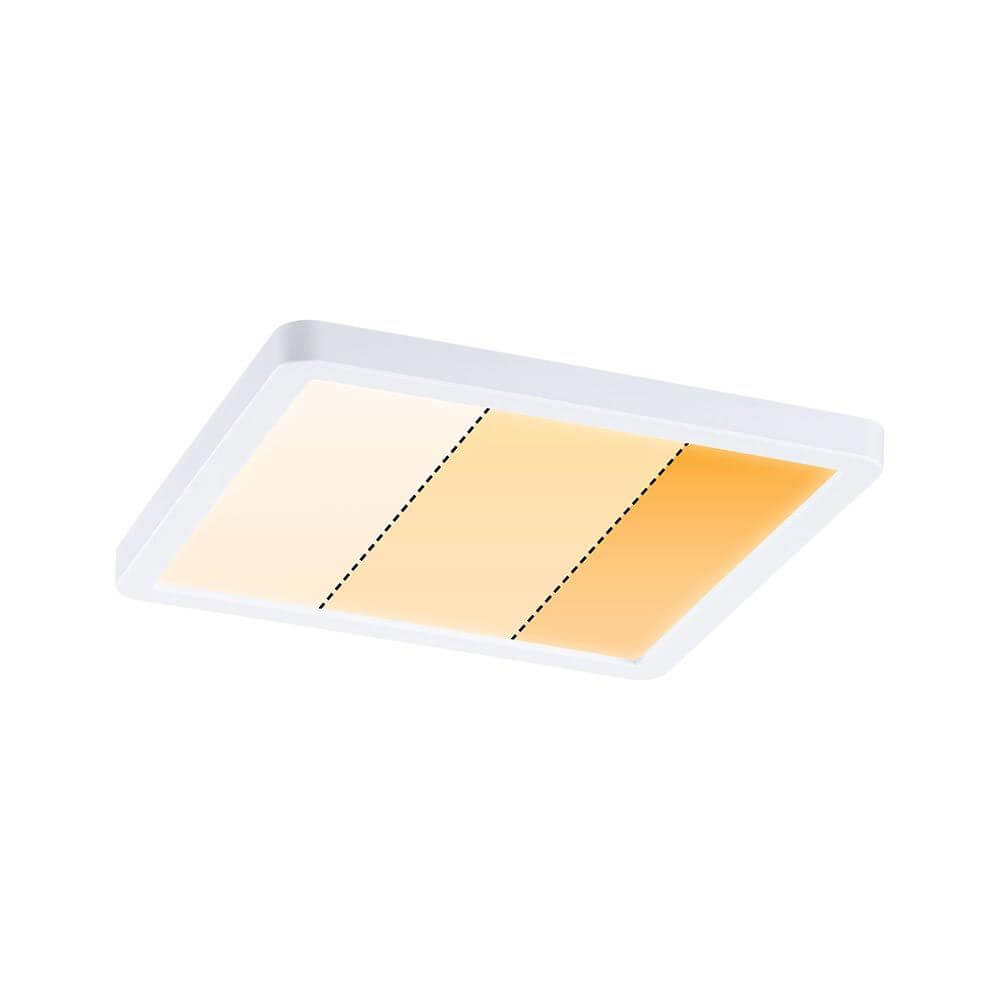 VariFit LED Einbaupanel Areo Dim-to-Warm CCT Weiß-Matt mit anpassbarer Lichtfarbe und eckigem Design.