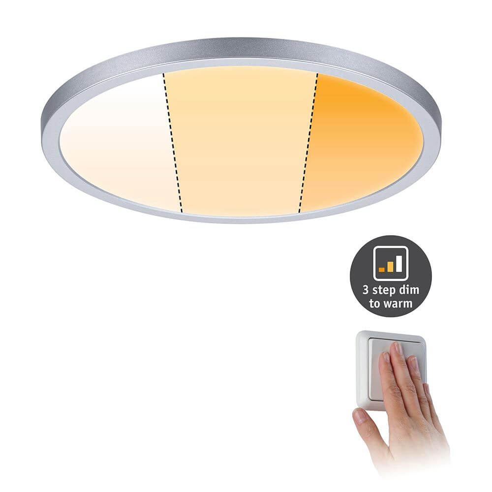 VariFit LED Einbaupanel Areo Ø 23cm CCT-Dimmbar Chrom-Matt mit drei Farbtemperaturen.
