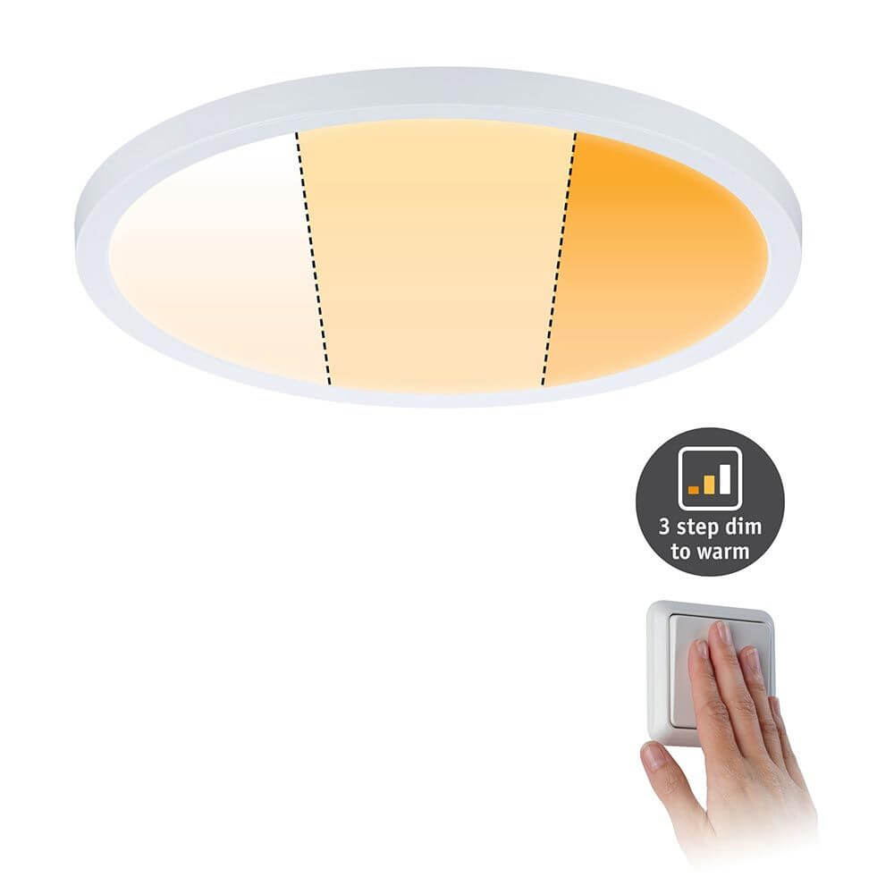 VariFit LED Einbaupanel Areo Dim-to-Warm Ø 23cm Weiß-Matt mit dimmbarem Licht und Touch-Schalter.