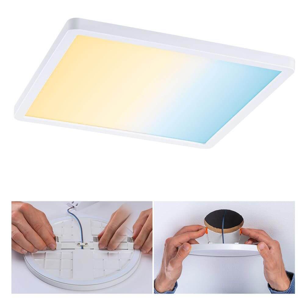 VariFit Areo LED Einbaupanel Smart Home Zigbee CCT-Dim IP44 eckig 230x230 mm Tunable White dimmbar Einbau mit variablen Klemmfedern