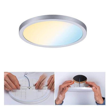 VariFit LED recessed panel Smart Home Zigbee Areo 2700-6500K in matt chrome with adjustment technology.