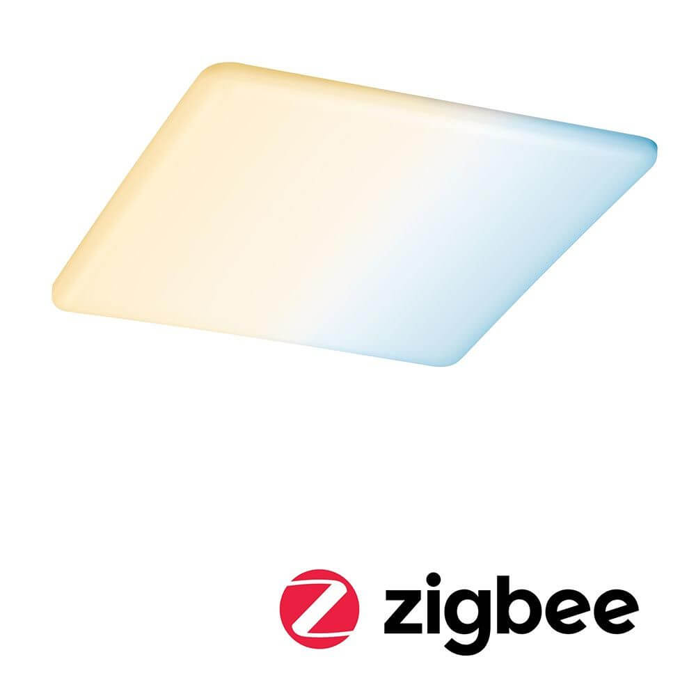 VariFit LED Einbaupanel Smart Home Zigbee Veluna Satiniert mit homogenen Lichtfläche und satinierter Oberfläche.
