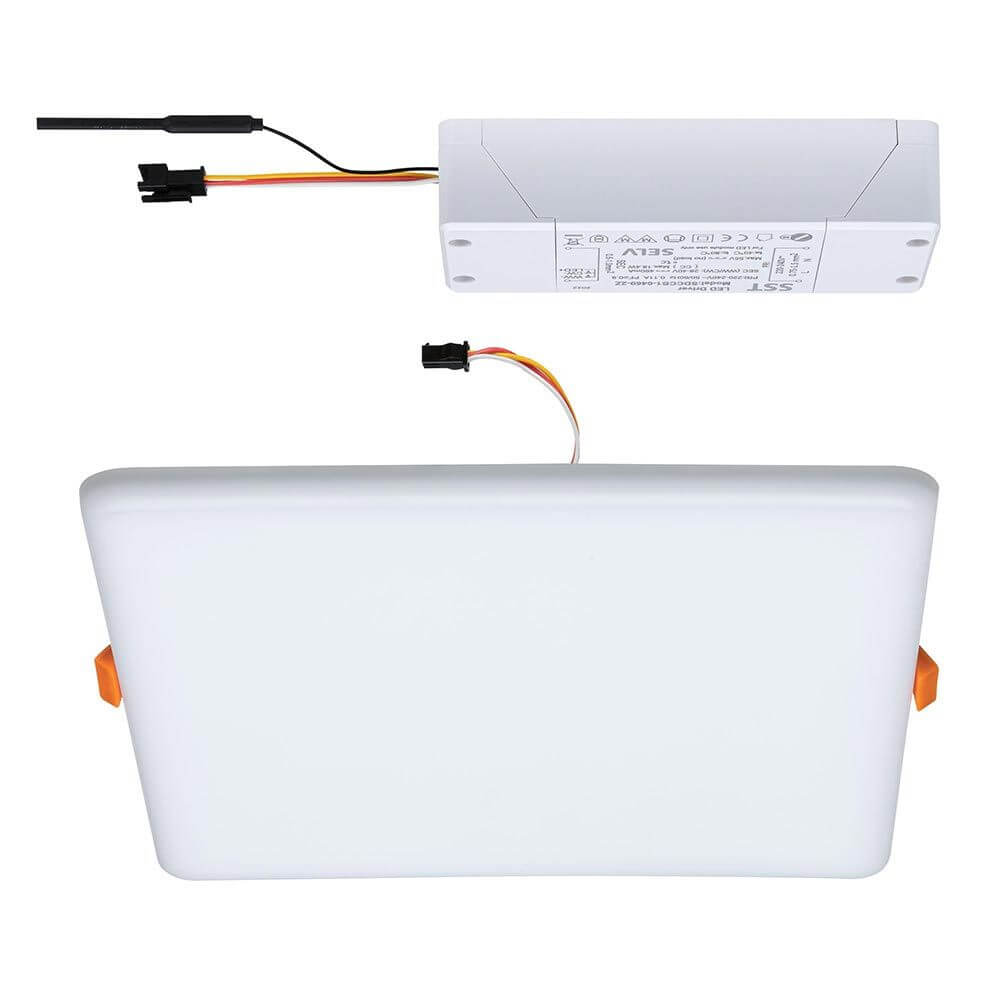 VariFit LED Einbaupanel Smart Home Zigbee Veluna Satiniert oben und unten Ansicht mit abnehmbaren Anschluss.