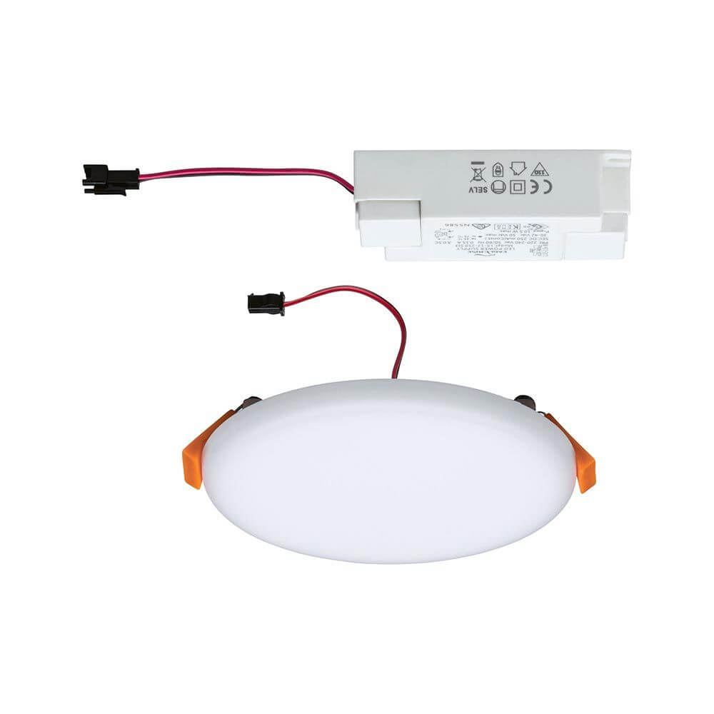 VariFit LED Einbaupanel Veluna Ø 12,5cm Rund Satin mit Treiber und Anschlusskabeln für einfache Installation.