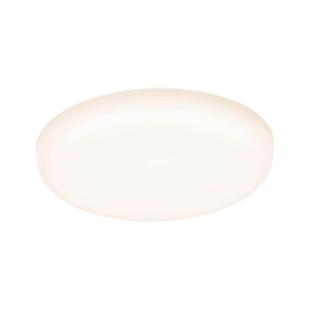 VariFit LED Einbaupanel Veluna Ø 7,5cm Rund Satin in der Ansicht, warmweißes Licht emittierend.