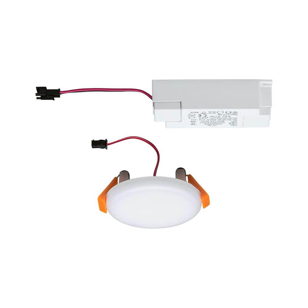 VariFit LED Einbaupanel Veluna Ø 7,5cm Rund Satin mit Driver und Anschlusskabeln.