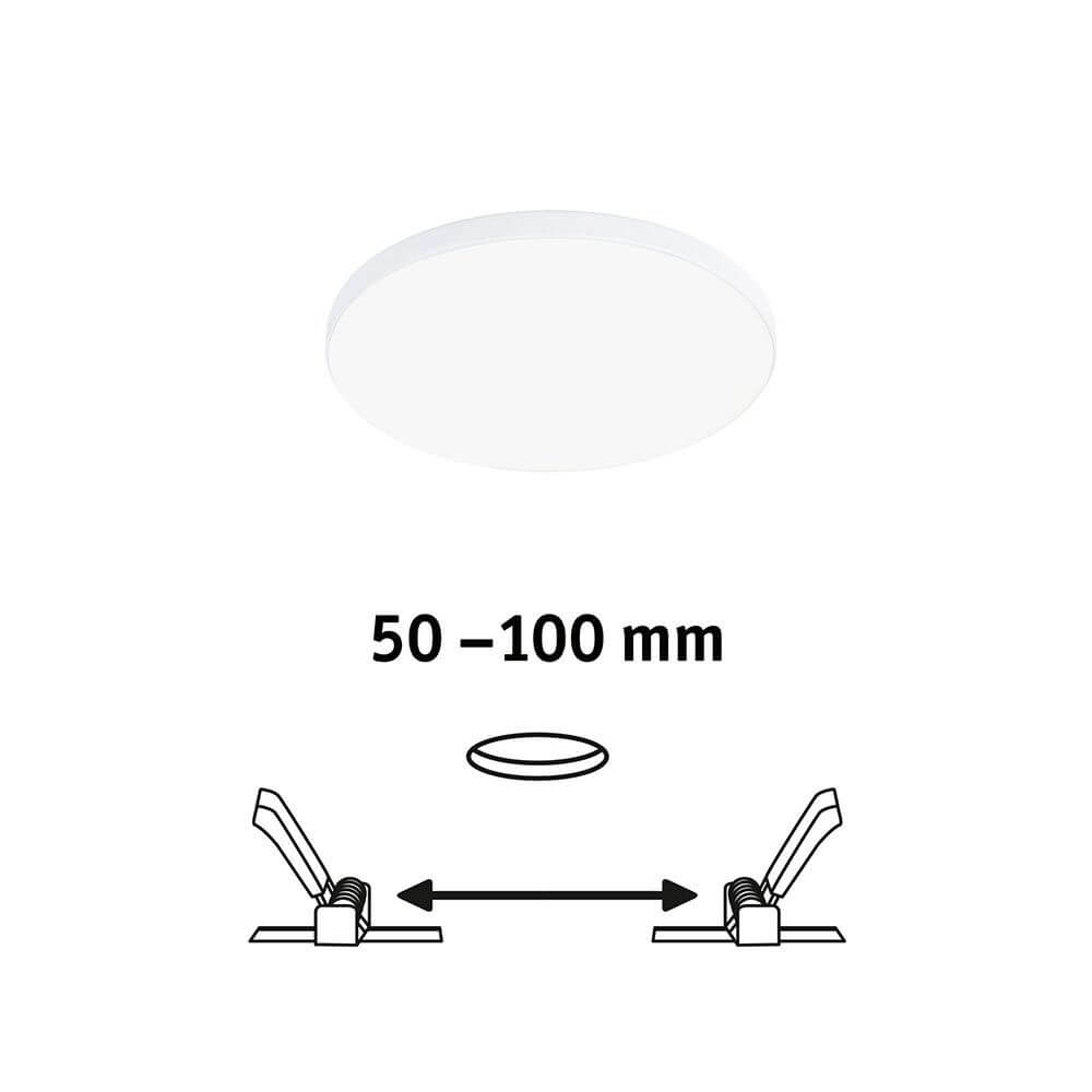 VariFit LED Einbaupanel Veluna Edge Ø 12cm in Weiß mit stufenlos verstellbaren Klemmfedern von 50-100 mm.