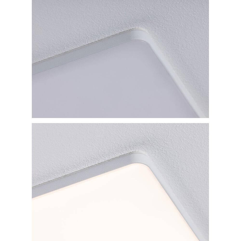 Detailansicht des VariFit LED Einbaupanels Veluna Edge in Weiß, modern und rahmenlos, mit gleichmäßiger Lichtausbeute.