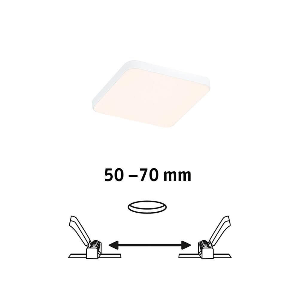 VariFit LED Einbaupanel Veluna Edge Dimmbar mit einstellbaren Klemmfedern für 50-70 mm Einbautiefe.