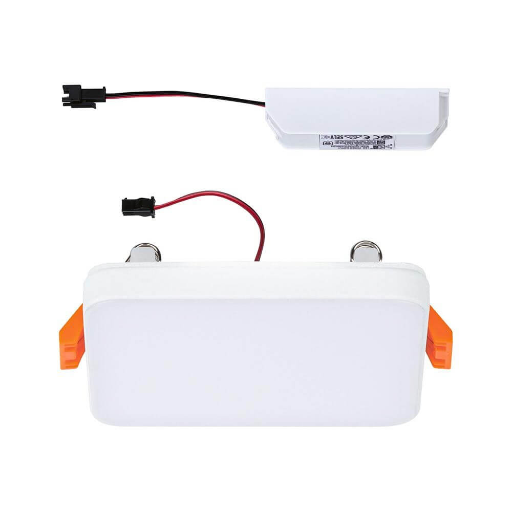 VariFit LED Einbaupanel Veluna Edge Eckig mit Kabel und Halterungen, modernes Design für gleichmäßige Lichtausbeute.