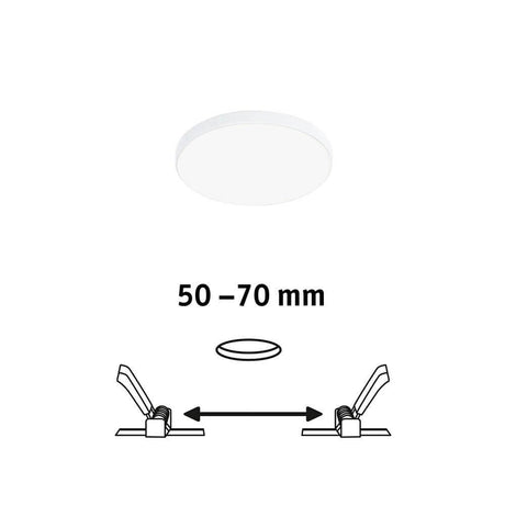 VariFit LED built-in panel Veluna Edge white Ø 9 cm with adjustable retaining springs from 50 to 70 mm.