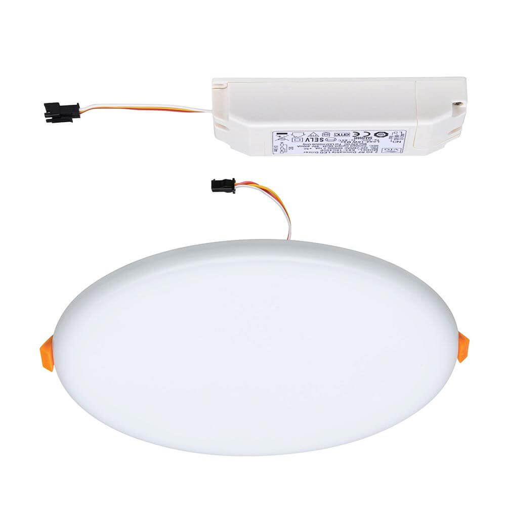 VariFit LED Einbaupanel Veluna mit CCT-Switch Ø 18,5cm und Antriebseinheit, elegantes Design für jeden Raum