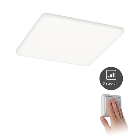 VariFit Veluna LED Einbaupanel mit 3-Stufen-Dimmer Eckig Satiniert in Weiß mit Dimmer-Funktion