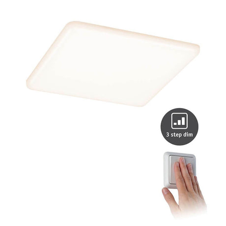 VariFit LED Einbaupanel Veluna mit 3-Stufen-Dimmer Eckig Satin, dimmbar mit 3-stufigem Schalter.