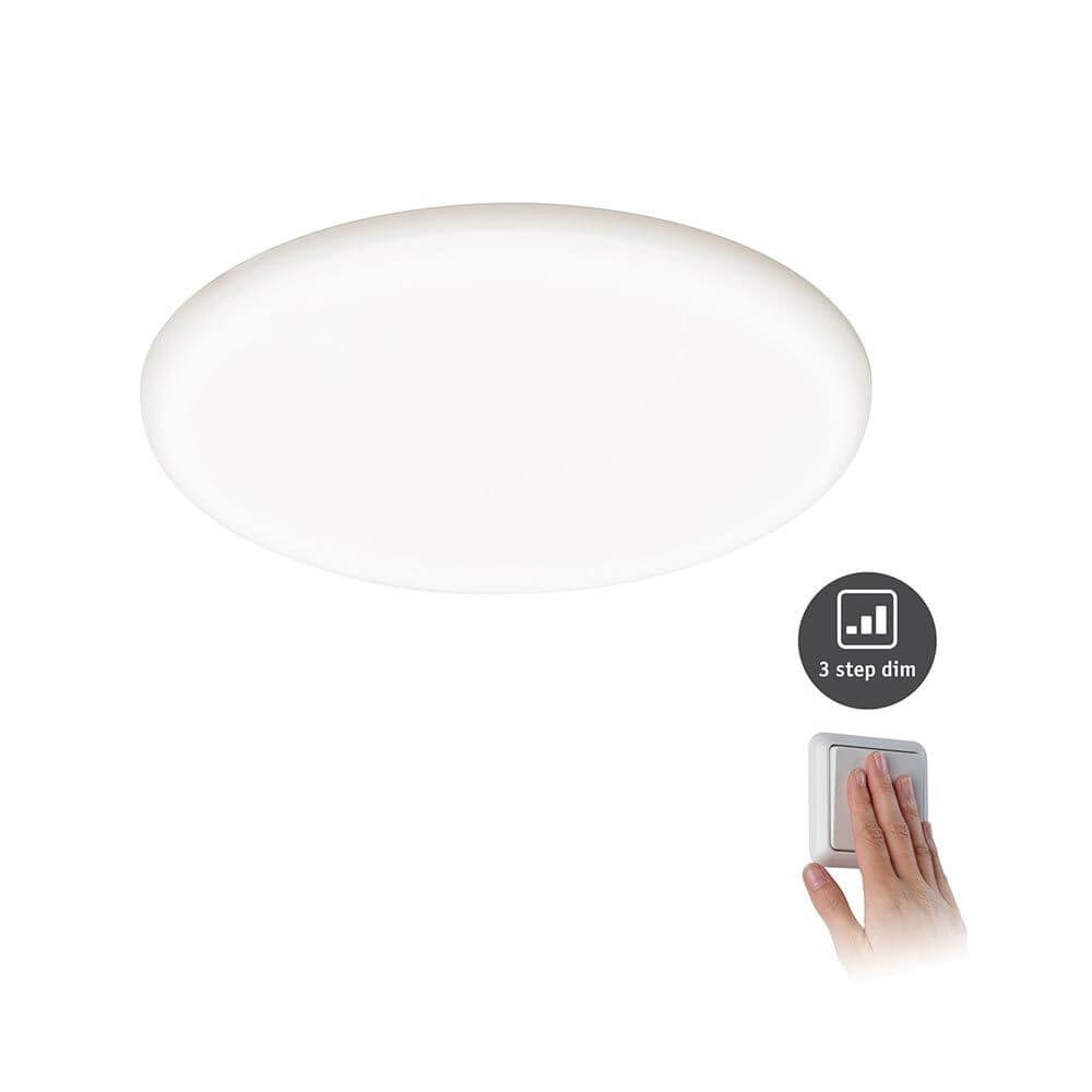 VariFit LED Einbaupanel Veluna mit 3-Stufen-Dimmer Ø 21,5cm Satiniert, beleuchtet mit dimmfunktion. Moderne Deckenleuchte.
