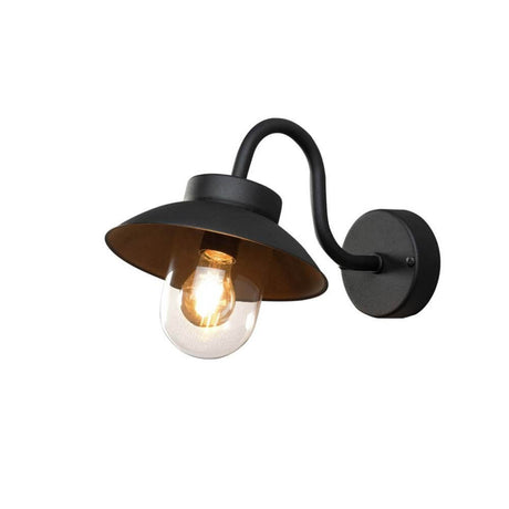 Vega Mini Außen Wandleuchte in Schwarz, moderne Wandleuchte mit Glas und Metall für Außenbereiche.