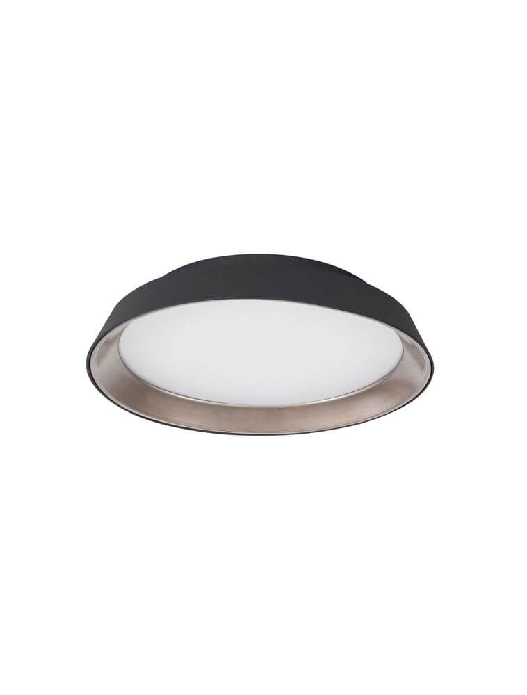 Vela LED Deckenleuchte Ø 45cm 3000K in modernem, klarem Design mit elegantem Schwarz und Kaffeebraun.