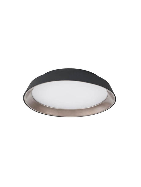 Vela LED Deckenleuchte Ø 45cm 3000K in modernem, klarem Design mit elegantem Schwarz und Kaffeebraun.