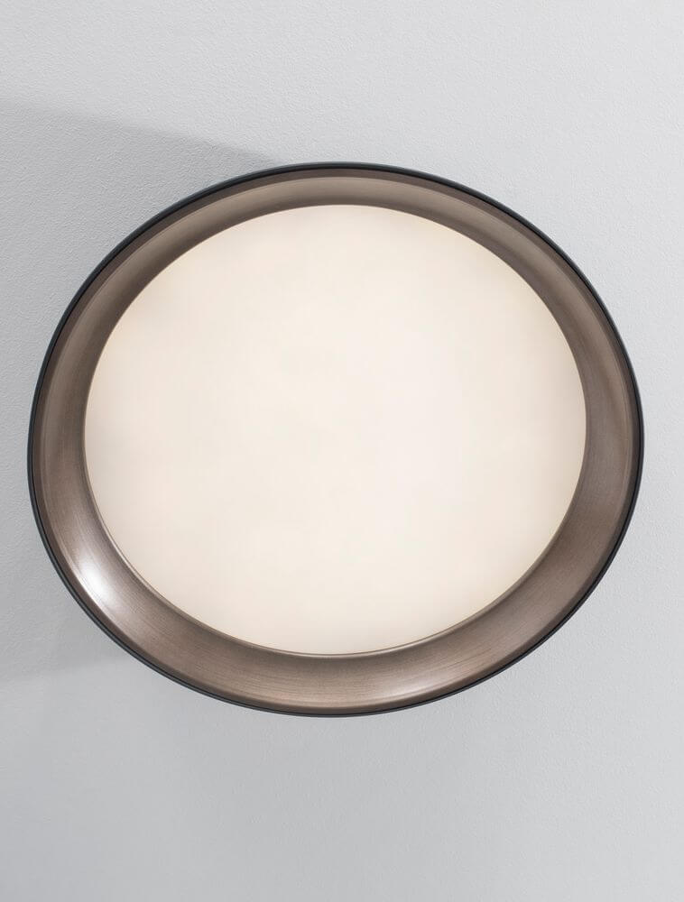 Vela LED Deckenleuchte Ø 45cm 3000K in modernem Design mit schlankem Profil in Weiß und Kaffeebraun